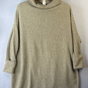 We The Free People Kitty Waffle Thermal Knit Tunic Dress Size Medium Olive Green